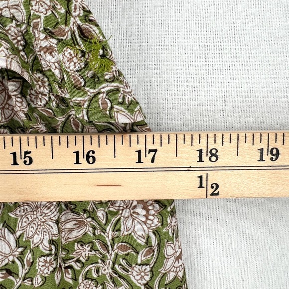 ANTHROPOLOGIE Dress Womens XS Green Robin Tiered Mini Short Sleeve Floral Print - Picture 15 of 16